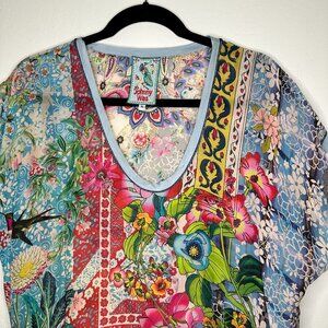 Johnny Was silk floral top size XL